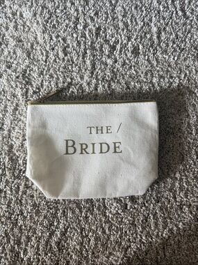 Canvas 'The Bride' Cosmetic Pouch - White